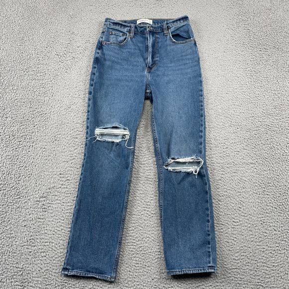 Abercrombie & Fitch Denim - Abercrombie & Fitch Jeans Womens 27/4R Ankle Straight Ultra High Rise Distressed